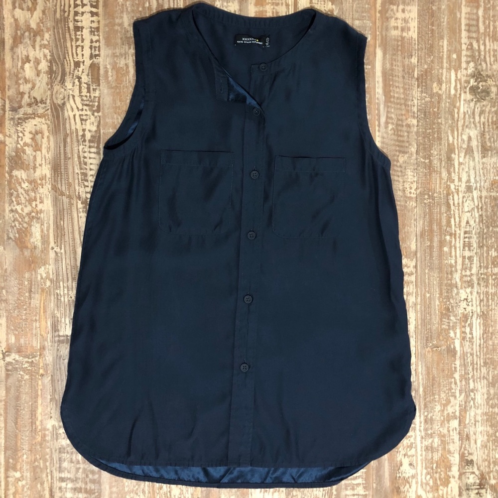 Kate Spade navy sleeveless blouse